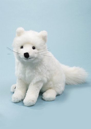 Polarfuchs 25 cm hoch. sitzend weißer Softplüsch. schwarze Augen u. von EBO Plüschtiere