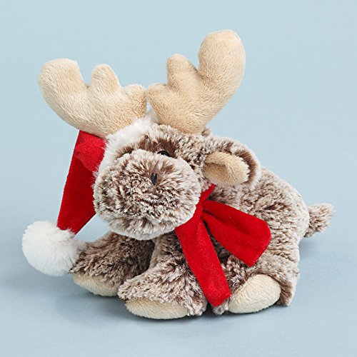 Elch 18cm Weihnachtsmütze Schal sitzt brauner Softplüsch mit weißen Spitzen Elch 18cm Weihnachtsmütze Schal sitzt brauner Softplüsch mit weißen Spitzen von EBO Plüschtiere