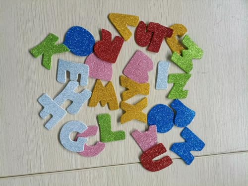 130 Stück Glitzer Schaumstoff Aufkleber Selbstklebende Buchstaben 5 Sets Selbstklebend Schaumstoff Sticker Alphabet Aufkleber für Kinder, Mehrere Farben von EBOOT