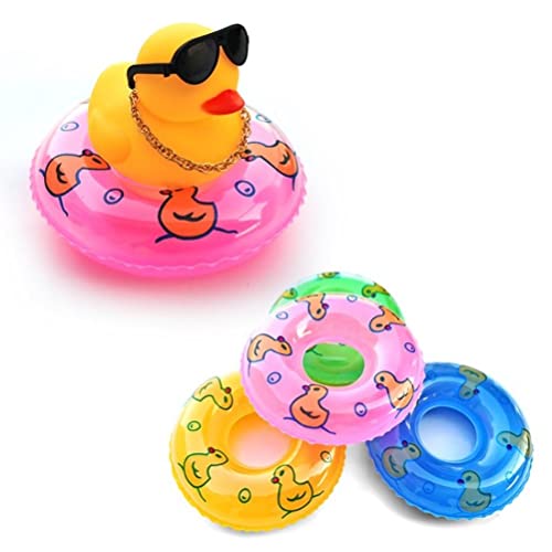 EBTOOLS Bathentent Spielzeug Set - Cartoon Gummi Ente mit Schwimmen, Halskette und Sonnenbrille für Dusche, Autoramente Dashboard Dekoration (3 Ente + 3 Sonnenbrille + 3 Halskette + 3) von EBTOOLS