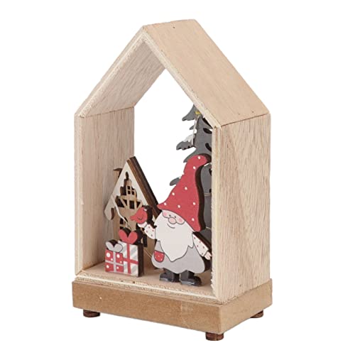 EBTOOLS Charmante LED -Holz Weihnachtshausverzierung für Festliche Desktop -Sieg - Ideales Zuhause, Hotels & Malls (Red Hat ältere Menschen) von EBTOOLS