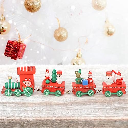 EBTOOLS Nette Hölzerne Weihnachtsverzierung mit DREI Wagen - Festliche Dekoration und - EEN (Rot) von EBTOOLS