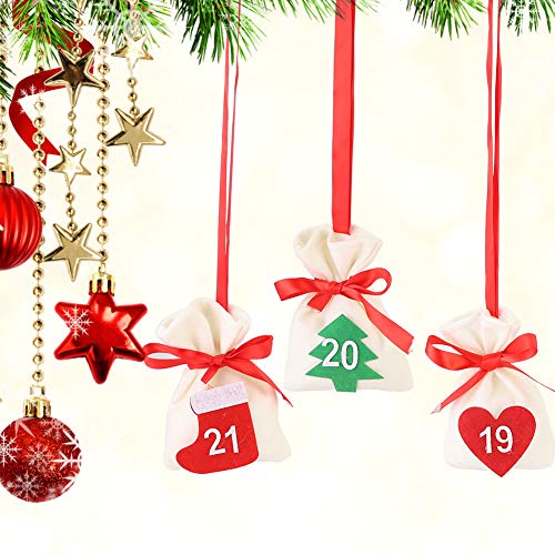 EBTOOLS Weihnachten Countdown Advent Calnen Geschenkbeutel mit E Ket -Design für Home Decoration - Nummern 30 (Zahlen 1 bis 30) von EBTOOLS