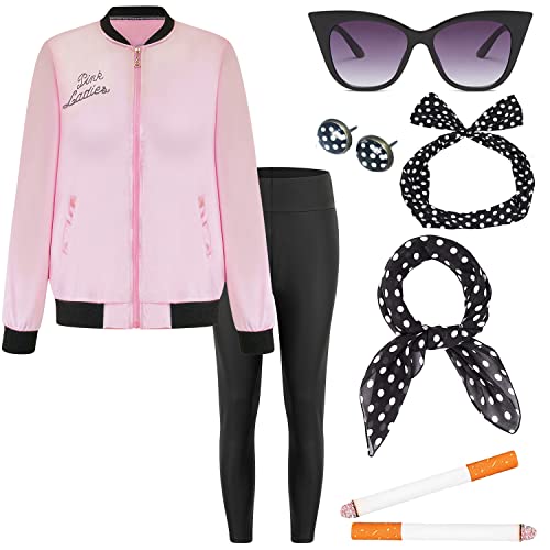 EBYTOP Halloween 1950er Jahre Fett Kostüm für Frauen, 50er Jahre Pink Lady Bad Sandy von Grease Top Outfits Accessoires Gürtel Erwachsene Brille, L EBYTOP Halloween 1950er Jahre Fett Kostüm für Frauen, 50er Jahre Pink Lady Bad Sandy von Grease Top Outfits Accessoires Gürtel Erwachsene Brille, L von EBYTOP