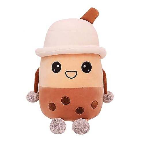 EBbels Bubble Tea Kuscheltier, Boba Stofftier Plüschkissen, Cartoon Langes Bein Boba Kissen, Milchtee Weiche Puppe Teetasse Kissen, Kinderspielzeug Geburtstagsgeschenk (Runde Augen,30cm) von EBbels