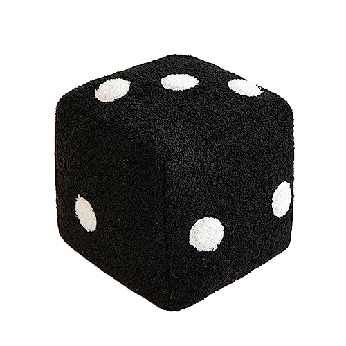 EBbels Würfel-Kissen Plüschwürfel, Dekorative Spiel Würfel, Gefülltes Dekokissen, Spiel Requisiten Plüsch Wurf Kissen, Geburtstagsgeschenk Für Erwachsene Kinder, Heimdekoration (Schwarz) von EBbels
