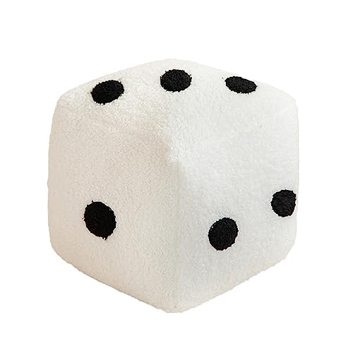 EBbels Würfel-Kissen Plüschwürfel, Dekorative Spiel Würfel, Gefülltes Dekokissen, Spiel Requisiten Plüsch Wurf Kissen, Geburtstagsgeschenk Für Erwachsene Kinder, Heimdekoration (Weiß) von EBbels