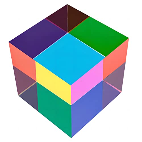 ECBANLI CMY Color Cube, 70 mm (2,75 Zoll) mischen farbenfrohe Cmycube Acryl Prisma, RGB Dispersion Farbphysik Spielzeug und Desktop Dekor von ECBANLI
