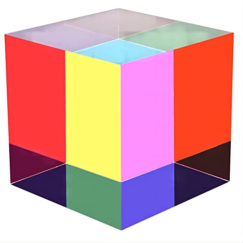 ECBANLI CMY Color Cube, 80 mm (3,15 Zoll) Cmycube Acrylprisma für Office -Desktop -Dekor, wissenschaftliche Bildungslernspielzeug und Geschenke für Kinder von ECBANLI
