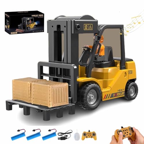 ECBLI Rc-Gabelstapler Mit Licht, Ferngesteuerter Bagger Mit Anhänger, Wiederaufladbares Konstruktionsspielzeug-Set Mit Pritschenwagen Und Kranhaken, Mit Sprühgeräuschen Und Licht(Forklift,Battery*3) ECBLI Rc-Gabelstapler Mit Licht, Ferngesteuerter Bagger Mit Anhänger, Wiederaufladbares Konstruktionsspielzeug-Set Mit Pritschenwagen Und Kranhaken, Mit Sprühgeräuschen Und Licht(Forklift,Battery*3) von ECBLI
