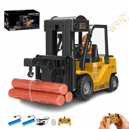 ECBLI Rc-Gabelstapler Mit Licht, Ferngesteuerter Bagger Mit Anhänger, Wiederaufladbares Konstruktionsspielzeug-Set Mit Pritschenwagen Und Kranhaken, Mit Sprühgeräuschen Und Licht(Crane,Battery*2) von ECBLI