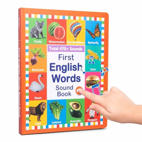 Mein Erstes Englisches Soundspielzeug – Über 470 Wörter, 21 Themen, Lustiges Wortspiel, Alphabet-Soundbuch, Drücken for Erlernen Der Phonetik, Interaktives Musikbuch(0-6y) von ECBLI