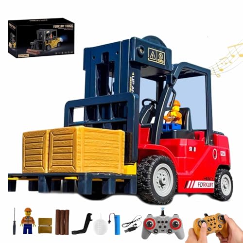 Rc-Gabelstapler Mit Licht, Ferngesteuerter Bagger Mit Anhänger, Wiederaufladbares Konstruktionsspielzeug-Set Mit Pritschenwagen Und Kranhaken, Mit Sprühgeräuschen Und Licht(Forklift+Crane,Battery*2) Rc-Gabelstapler Mit Licht, Ferngesteuerter Bagger Mit Anhänger, Wiederaufladbares Konstruktionsspielzeug-Set Mit Pritschenwagen Und Kranhaken, Mit Sprühgeräuschen Und Licht(Forklift+Crane,Battery*2) von ECBLI