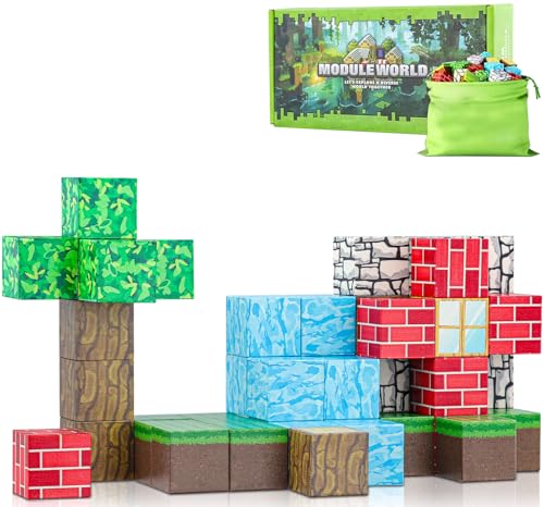 ECHOBUY Magnetische Bausteine, 48 Teile Magnetbausteine, Magnetblöcke Magneten Kinder Kreatives Spielzeug ab 3 4 5 6 7 8 9 Jahre Magnetspiel Spielzeug Geschenk für Jungen und Mädchen von ECHOBUY