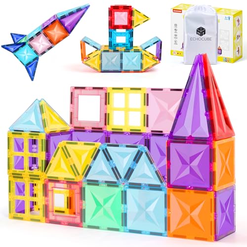 ECHOCUBE 60 Pieces Magnetische Bausteine, Pädagogische Magnetische Kacheln Konstruktionsspielzeug für Kinder, Magnetisches Spielzeug Set Weihnachten Geburtstag Geschenk für Jungen und Mädchen ECHOCUBE 60 Pieces Magnetische Bausteine, Pädagogische Magnetische Kacheln Konstruktionsspielzeug für Kinder, Magnetisches Spielzeug Set Weihnachten Geburtstag Geschenk für Jungen und Mädchen von ECHOCUBE