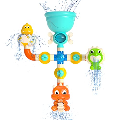 ECHOCUBE Baby-Badespielzeug, niedliches Tier-Wasserspray-Baby-Badewannen-Spielzeug, Dinosaurier-Wasserspielzeug-Duschspielzeug für Jungen-Mädchen-Kleinkind-Geschenk-Spielzeug-Set von ECHOCUBE