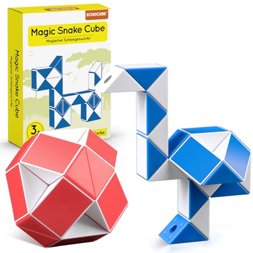 ECHOCUBE Magischer Schlangenwürfel, 2 Pack 24 Teile Schlange Lineal Twist Puzzle Party Geschenke, pädagogische kreative Schlange Fidget Spielzeug für Kinder / Erwachsene von ECHOCUBE