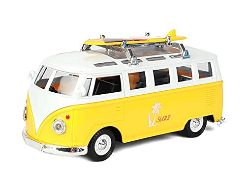 ECO Bus Beach Cruiser mit Surfbrett Licht Sound Rüchzugmotor Modell 4-Varianten Modellauto Geschenk 86 (Gelb) von ECO