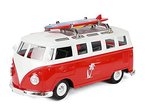 ECO Bus Beach Cruiser mit Surfbrett Licht Sound Rüchzugmotor Modell 4-Varianten Modellauto Geschenk 86 (Rot) von ECO