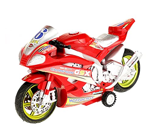 ECO RENNMOTORRAD mit Licht Sound Friktionsantrieb Modell Motorrad Rennmaschine Bike Spielzeug 2-Varianten 07 (Rot) von ECO
