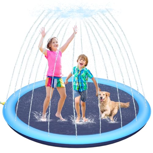 Verdicken 170cm Splash Pad,rutschfest Sprinkler Wasserspielmatte für Haustiere,Kinder,Sommerliches Outdoor-Wasserspielzeug für Kinderaktivitäten, Einfach Zu Verwenden&Sauber Verdicken 170cm Splash Pad,rutschfest Sprinkler Wasserspielmatte für Haustiere,Kinder,Sommerliches Outdoor-Wasserspielzeug für Kinderaktivitäten, Einfach Zu Verwenden&Sauber von ECOHDT