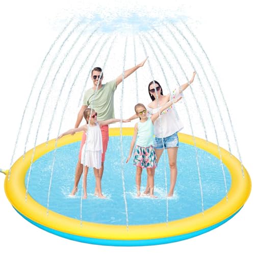 Verdicken 240cm Splash Pad, Rutschfestes Sprinklerbecken und Splash-Spielmatte für Kleinkinder, Wasserspielzeug für den Sommer im Freien für Kinderaktivitäten, Einfach zu Verwenden/Zu Reinigen Verdicken 240cm Splash Pad, Rutschfestes Sprinklerbecken und Splash-Spielmatte für Kleinkinder, Wasserspielzeug für den Sommer im Freien für Kinderaktivitäten, Einfach zu Verwenden/Zu Reinigen von ECOHDT