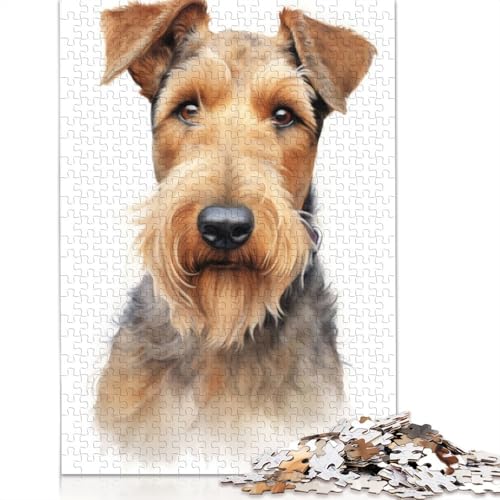 Airedale Terrier Portrait Puzzle, Denksportaufgaben für Erwachsene, Puzzle für Erwachsene und Kinder, 1000 Teile (75 x 50 cm) von ECXASD