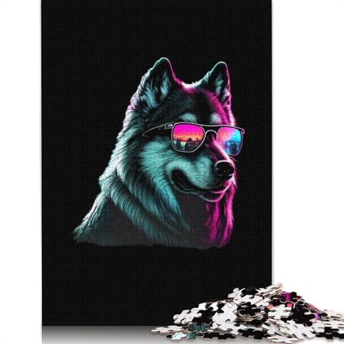 Alaskan Malamute Puzzle für Erwachsene, herausforderndes und kniffliges Puzzle für Frauen und Männer, 1000 Teile (75 x 50 cm) von ECXASD