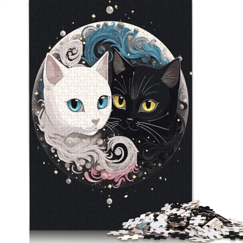 Anime Ying Yang Katzen-Puzzles für Erwachsene, 520 Teile, herausfordernde und knifflige ungewöhnliche Puzzles für Kinder ab 12 Jahren, 520 Teile (52 x 38 cm) von ECXASD