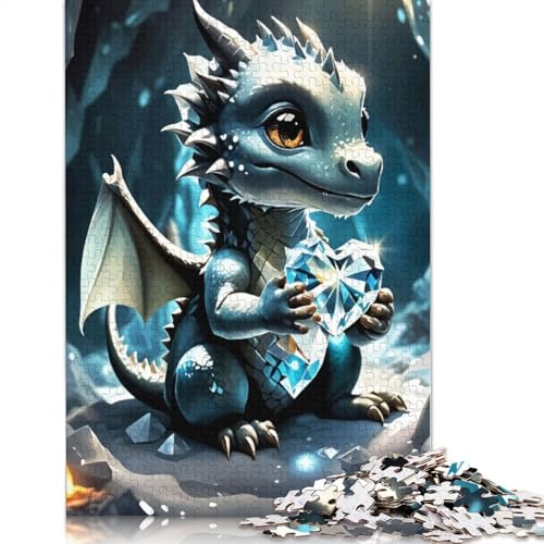 Baby Dragon Puzzle für Erwachsene, 100% recycelte Holzplatte, Denkpuzzle für Erwachsene, für Jungen oder Mädchen, 1000 Teile (75 x 50 cm) von ECXASD
