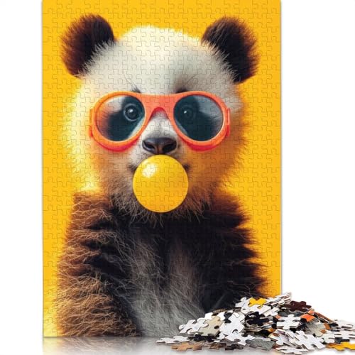 Baby Panda Bubblegum Puzzle für Erwachsene, 520 Teile, 100% recycelte Holzplatte, Denkpuzzle für Erwachsene, für Jungen oder Mädchen, 520 Teile (52 x 38 cm) von ECXASD