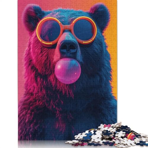 Bären-Kaugummi-Neon-Puzzles für Erwachsene, die perfekt zusammenpassen. Denksportaufgaben für Frauen und Männer, 1000 Teile (75 x 50 cm) von ECXASD
