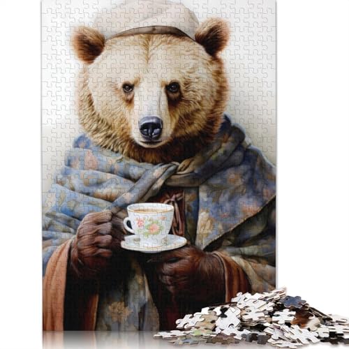 Bärenkaffee-Puzzle für Erwachsene, kreative Spiele, Puzzle, Geschenke für Männer, Frauen und Männer, 1000 Teile (75 x 50 cm) von ECXASD