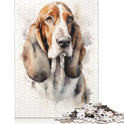Basset Hound-Porträt-Puzzles für Erwachsene, 1500 Teile. Anspruchsvolle und knifflige ungewöhnliche Puzzles für Kinder ab 12 Jahren. 1500 Teile (85 x 57 cm) von ECXASD