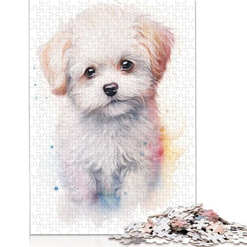 Bichon Frise Portrait-Puzzles, farbenfrohe, Coole Puzzles für Kinder ab 12 Jahren, 520 Teile (52 x 38 cm) von ECXASD