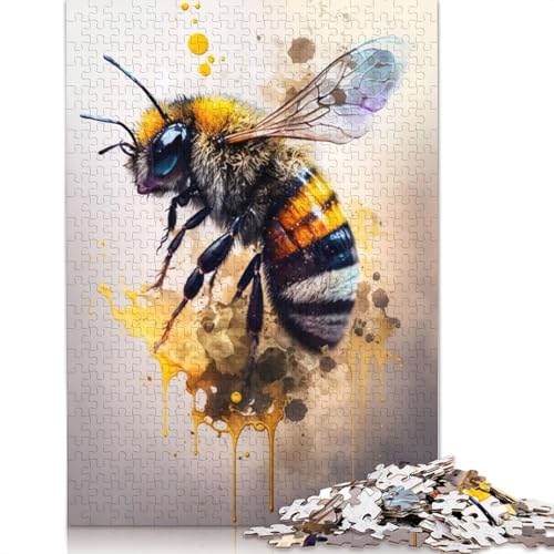 Bienen-Aquarell-Skizze-Puzzle für Erwachsene, kreative Spiele, Puzzle, Geschenk für Jungen oder Mädchen, 1000 Teile (75 x 50 cm) von ECXASD