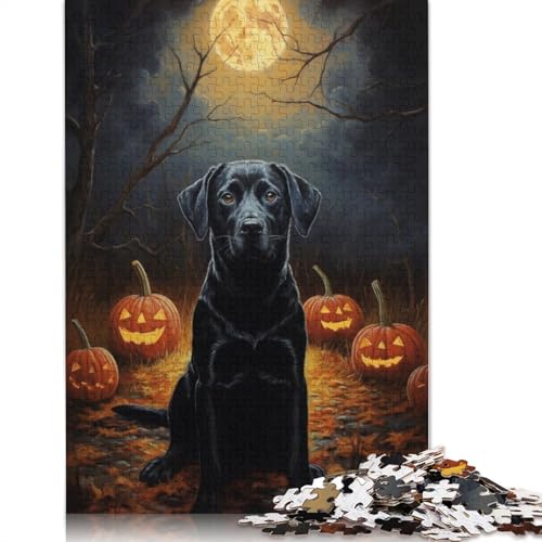 Black Lab Halloween Puzzle für Erwachsene, Premium-Puzzle aus 100% recyceltem Brett, Problemlösungspuzzles für Erwachsene und Kinder, 520 Teile (52 x 38 cm) von ECXASD
