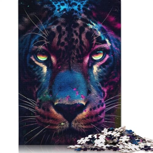 Black Panther Fluoreszierendes Puzzle für Erwachsene, 1500 Teile, 100% recycelte Holzplatte, Denkpuzzle für Erwachsene, für Jungen oder Mädchen, 1500 Teile (85 x 57 cm) von ECXASD