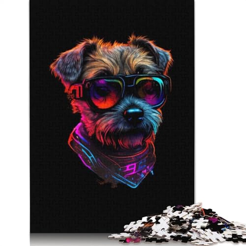 Border Terrier Puzzle für Erwachsene, Premium-Puzzle aus 100% recyceltem Brett, Problemlösungspuzzles für Erwachsene und Kinder, 1500 Teile (85 x 57 cm) von ECXASD