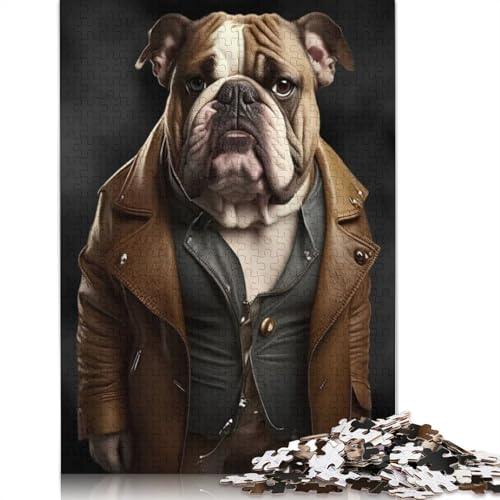 Bulldogge DOD Portrait Puzzle für Erwachsene, kreative Spiele, Puzzle, Geschenk für Jungen oder Mädchen, 520 Teile (52 x 38 cm) von ECXASD