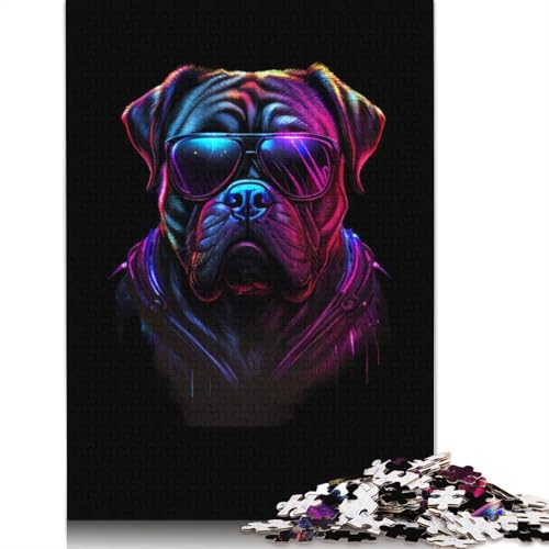 Bullmastiff-Puzzle für Erwachsene, herausforderndes und kniffliges Puzzle für Frauen und Männer, 1000 Teile (75 x 50 cm) von ECXASD