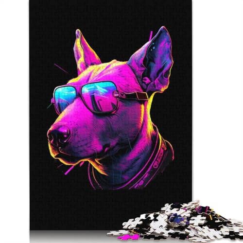 Bullterrier-Puzzle für Erwachsene, Premium-Puzzle aus 100% recyceltem Brett, Problemlösungspuzzles für Erwachsene und Kinder, 1000 Teile (75 x 50 cm) von ECXASD