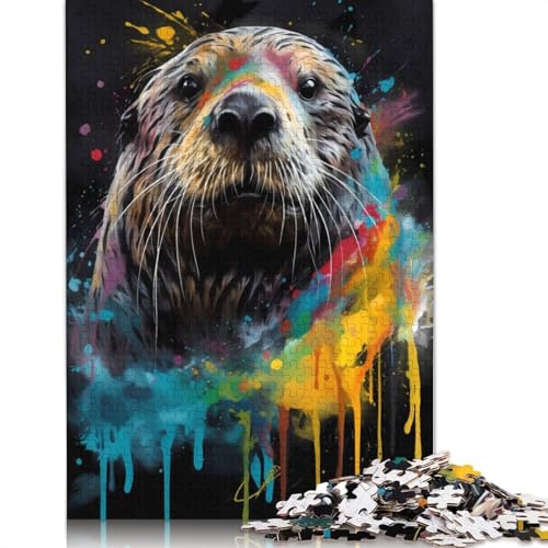 Bunte Seeotter-Puzzles für Erwachsene, Dekompressionsspielzeug, Denksportaufgaben für Frauen und Männer, 1000 Teile (75 x 50 cm) von ECXASD