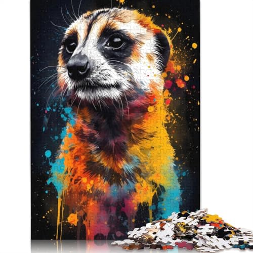 Buntes Erdmännchen-Puzzle, 1500 Teile, für Erwachsene, 100 Prozent recycelte Holzplatte, schwierige Puzzles für Frauen und Männer, 1500 Teile (85 x 57 cm) von ECXASD