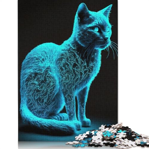Buntes Neon-Katzen-Puzzle für Erwachsene, kreative Spiele, Puzzle-Geschenk für Jungen oder Mädchen, 520 Teile (52 x 38 cm) von ECXASD