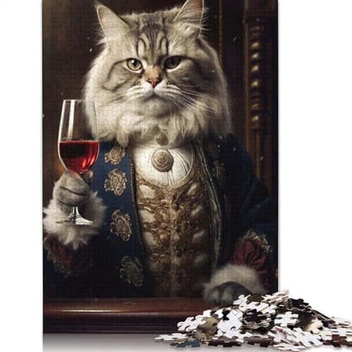 Cat Aristocat Champagner, 520-teiliges Puzzle für Erwachsene, Lernspiel, Puzzlespiele für Erwachsene für Jungen oder Mädchen, 520 Teile (52 x 38 cm) von ECXASD