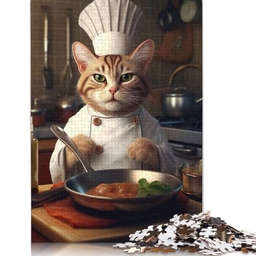 Cat Chef Pan Cook, 1500-teiliges Puzzle für Erwachsene, Lernspiel, Puzzlespiele für Erwachsene für Jungen oder Mädchen, 1500 Teile (85 x 57 cm) von ECXASD