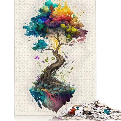 Colorful Tree Puzzle für Erwachsene, Premium-Puzzle aus 100% recyceltem Brett, schwierige Puzzles für Kinder ab 12 Jahren, 1000 Teile (75 x 50 cm) von ECXASD