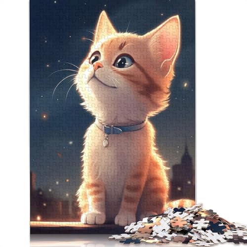 Comic-Katze in der Nacht, Puzzle für Erwachsene, Premium-Puzzle aus 100% recyceltem Brett, schwierige Puzzles für Kinder ab 12 Jahren, 1500 Teile (85 x 57 cm) von ECXASD