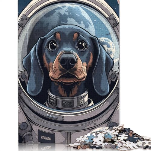 Dackel-Hund-Astronaut-Puzzle, farbenfrohe, Coole Puzzles für Kinder ab 12 Jahren, 520 Teile (52 x 38 cm) von ECXASD